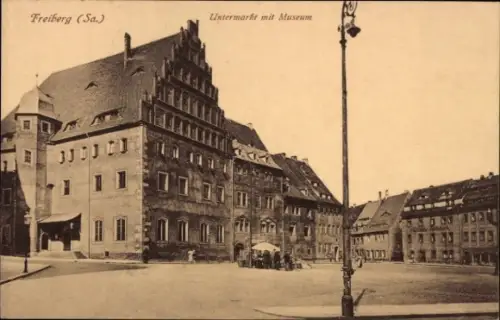 Ak Freiberg in Sachsen, Untermarkt mit Museum