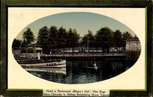 Präge Passepartout Ak Klein Glienicke Neubabelsberg Potsdam, Hotel Restaurant Bürgers Hof