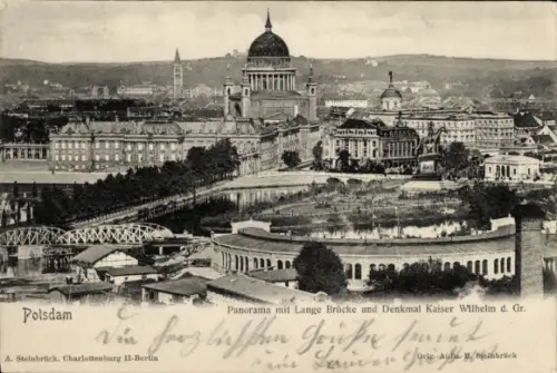 Ak Potsdam, Panorama, Langebrücke, Denkmal Kaiser Wilhelm der Große