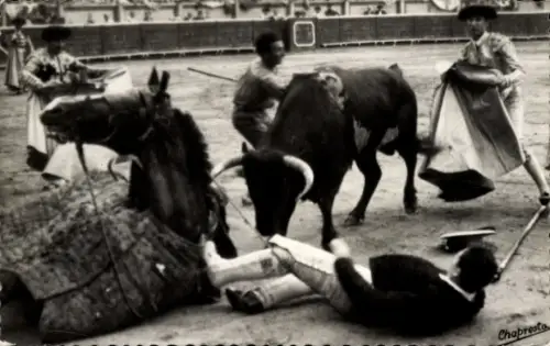 Ak Stierkampf, Torero, Pferd