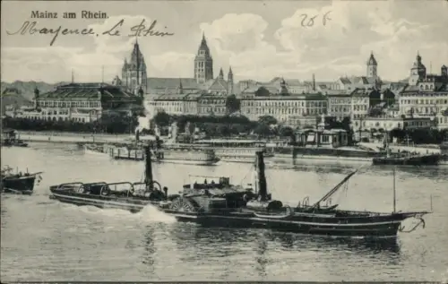 Ak Mainz am Rhein, Panorama, Dampfer Mathias Stinnes