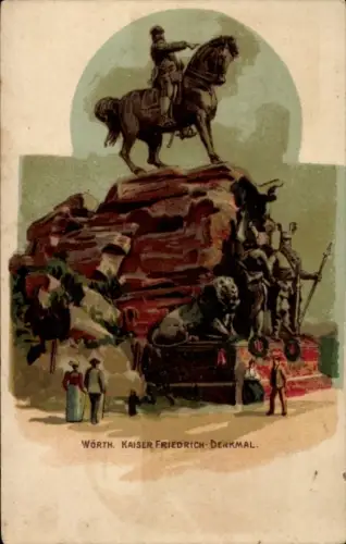 Litho Wœrth sur Sauer Woerth Wörth an der Sauer Elsass Bas Rhin, Kaiser Friedrich Denkmal