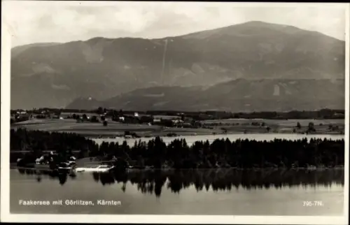 Ak Faak am See Kärnten, Faakersee, Görlitzen, Kärnten, Landschaft, Wasser, Berge