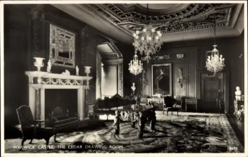 Ak Warwick Warwickshire England, Castle, Cedar Drawing Room