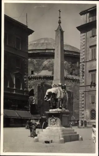 Ak Trastevere Roma Rom Lazio, Obelisk, Elefant, Piazza della Minerva, Pantheon im Hintergrund