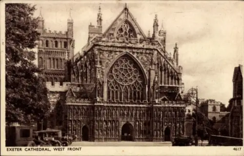 Ak Exeter Devon England, Exeter Cathedral, West Front,  Architektur, 