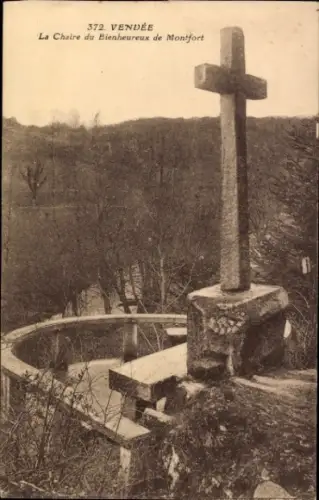 Ak Saint Laurent sur Sèvre Vendée, Kreuz, Stein, Landschaft, La Chaire du Bienheureux de Montfort
