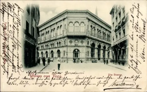 Ak Riga Lettland,  aus  Die Börse, Gruß aus  Neujahrswünsche