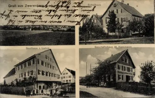 Ak Zwerenberg Neuweiler im Schwarzwald, Gasthof zum Lamm, Geschäft W. Hammann, Schule