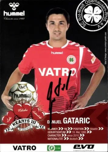Autogrammkarte Fußballer Danijel Gataric, Rot-Weiss Oberhausen, Autogramm