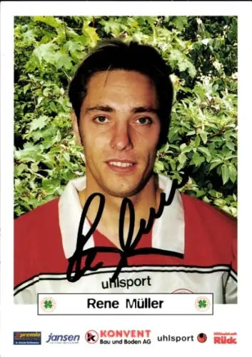 Autogrammkarte Fußballer Rene Müller, Rot Weiß Oberhausen, Autogramm