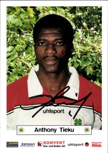 Autogrammkarte Fußballer Anthony Tieku, Rot Weiß Oberhausen, Autogramm