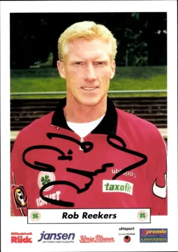Autogrammkarte Fußballer Rob Reekers, Rot Weiß Oberhausen, Autogramm