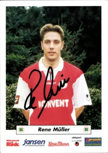 Autogrammkarte Fußballer René Müller, Rot Weiß Oberhausen, Autogramm