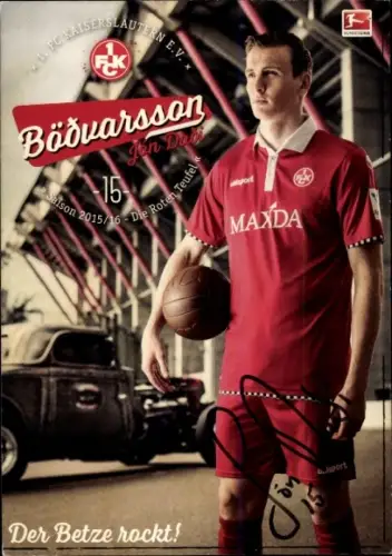 Autogrammkarte Fußballer Jón Dadi Bödvarsson, 1. FC Kaiserslautern, Autogramm