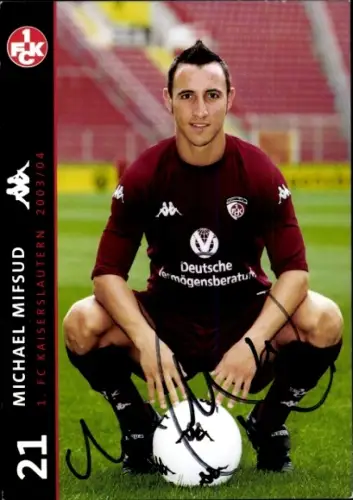 Autogrammkarte Fußballer Michael Mifsud, 1. FC Kaiserslautern, Autogramm