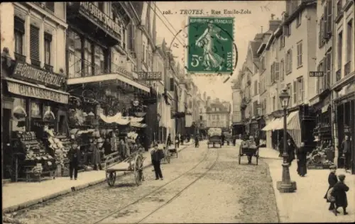Ak Troyes Aube, Rue Emile Zola