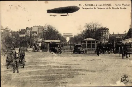 CPA Neuilly sur Seine Hauts de Seine, Porte Mailiot, Perspective de l'Avenue de la Grande Armée