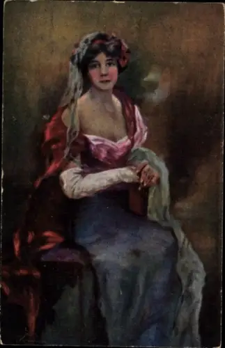 Künstler Ak Kominek, Erinnerungen, Frauenportrait