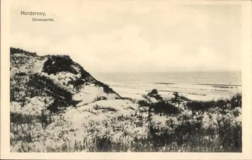 Ak Nordseebad Norderney Ostfriesland,  Dünenpartie, Küstenlandschaft, Meer, Dünen