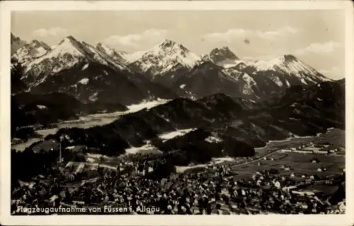 Ak Füssen im Allgäu, Flugzeugaufnahme, Berge,  Allgäu