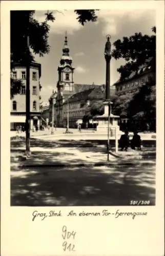 Ak Graz Steiermark,  Stmk, Am eisernen Tor, Herrengasse, Uhrturm, nmotiv