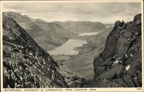 Ak Buttermere Cumbria England, Berglandschaft,  Crummock, Loweswater, Honister Crag