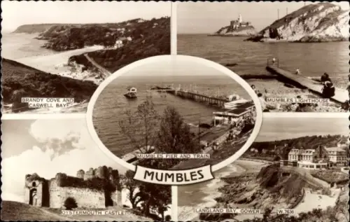 Ak Mumbles Wales, Brandy Cove, Caswell Bay, Oystermouth Castle, Mumbles Pier, Mumbles Lighthouse,