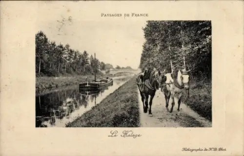 CPA Saint-Maurice Val-de-Marne, Canal, Le Halage