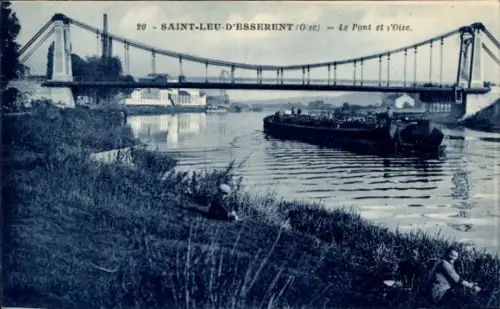 Ak Saint Leu d'Esserent Oise, Brücke über den Fluß