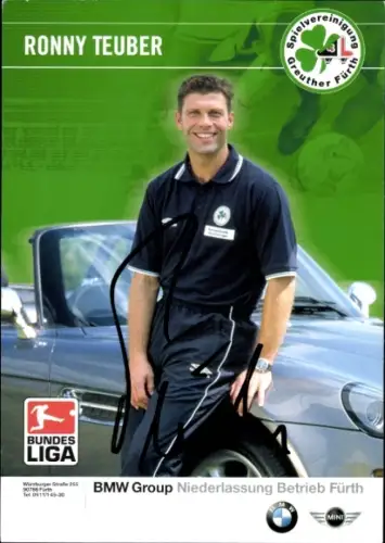 Autogrammkarte Torwarttrainer Ronny Teuber, SpVgg Greuther Fürth, Autogramm