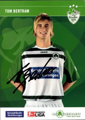 Autogrammkarte Fußballer Tom Bertram, SpVgg Greuther Fürth, Autogramm