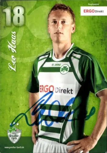 Autogrammkarte Fußballer Leo Haas, SpVgg Greuther Fürth, Autogramm