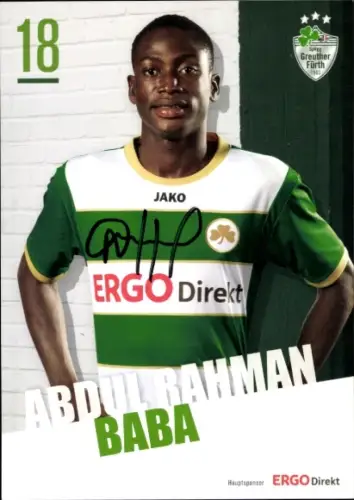 Autogrammkarte Fußballer Abdul Rahman Baba, SpVgg Greuther Fürth, Autogramm
