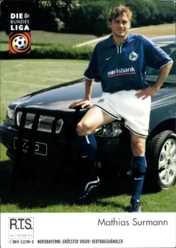 Autogrammkarte Fußballer Mathias Surmann, SpVgg Greuther Fürth, Autogramm