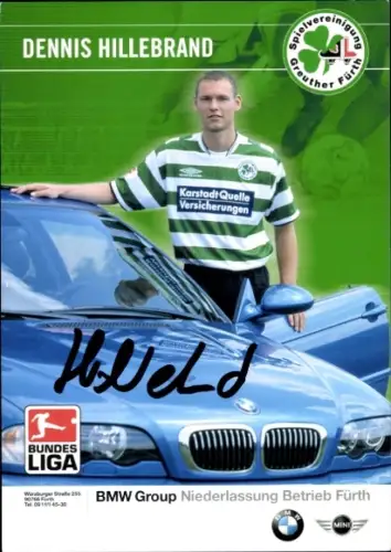 Autogrammkarte Fußballer Dennis Hillebrand, SpVgg Greuther Fürth, Autogramm