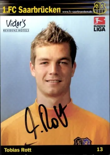 Autogrammkarte Fußballer Tobias Rott, 1. FC Saarbrücken, Autogramm