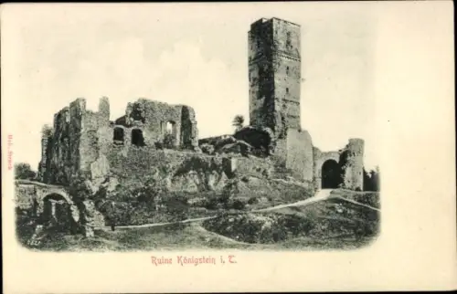 Ak Königstein im Taunus, Ruine Königstein i. T., Ruinen, Turm, Schwarz-Weiß-Foto