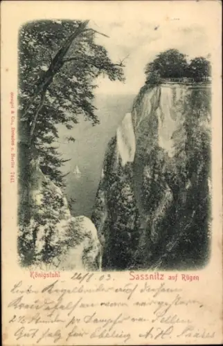 Ak Sassnitz auf Rügen, Kreidefelsen, Königstuhl, Sassnitz, Rügen,  von 1903