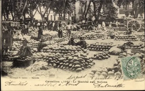 CPA Cavaillon Vaucluse, Marché aux Melons