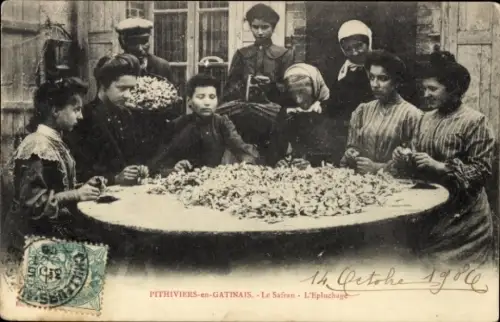 CPA Pithiviers Loiret, Le Safran L'Epluchage