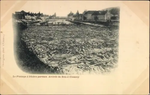 CPA Clamecy Nievre, Le Flottage à bûches perdues, Arrivée du Bois