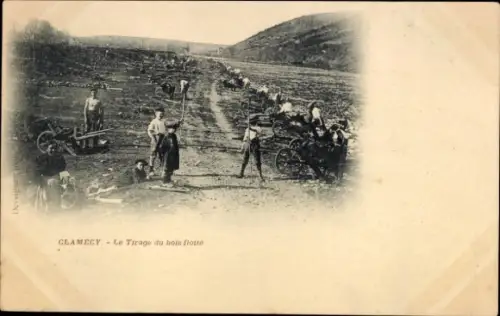 CPA Clamecy Nievre, Le Tirage du bois flotté