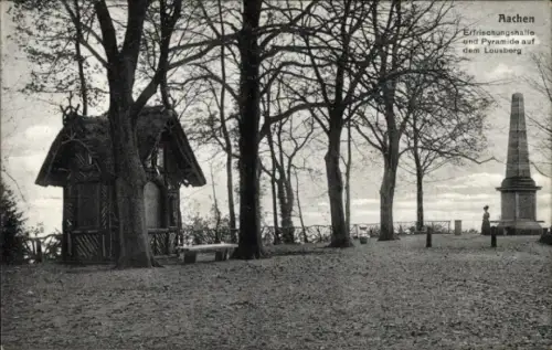 Ak Aachen,  Erfrischungshalle, Pyramide, Lousberg, Bäume, Weg