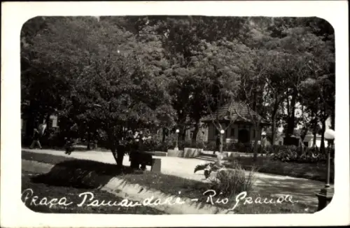Ak Rio Grande do Sul Brasilien, Parklandschaft, Bäume, Pavillon, Praça Pamandaki, Rio Grande