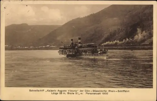 Ak Schnellschiff Kaiserin Auguste Viktoria, Köln-Düsseldorfer Rhein-Schifffahrt