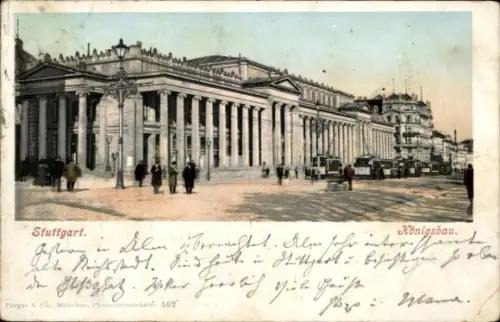 Ak Stuttgart in Württemberg,  Königsbau, Straßenansicht,  Gebäude, Straßenbahn