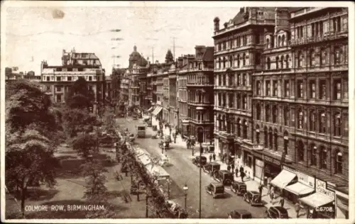 Ak Birmingham West Midlands England, Colmore Row,   Gebäude, Straßenansicht, Autos