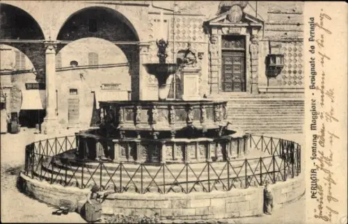 Ak Perugia Umbria, Brunnen,  Architektur,  Italien