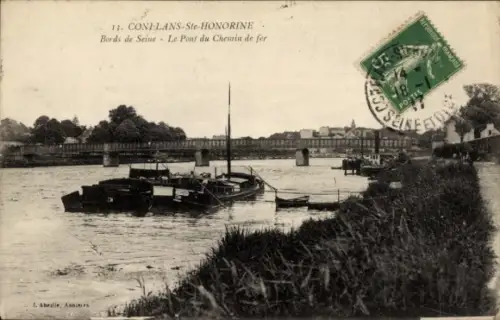 Ak Conflans-Sainte-Honorine Yvelines, Pont du Chemin de fer